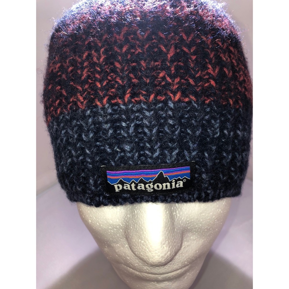 Patagonia Brodeo Beanie Navy Blue Orange Wool Blend Knit Hat Kids STY29122 FA17‎